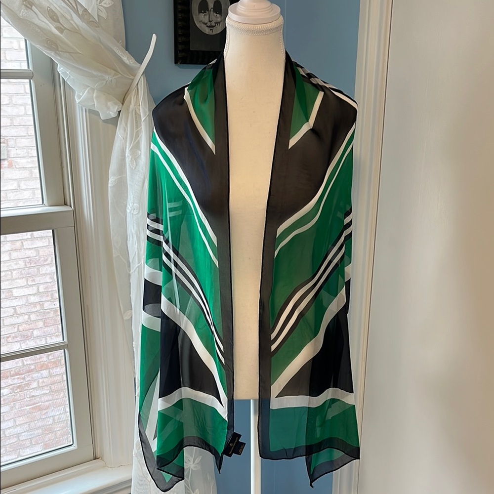 Brooks Brothers Green & Black Silk Scarf